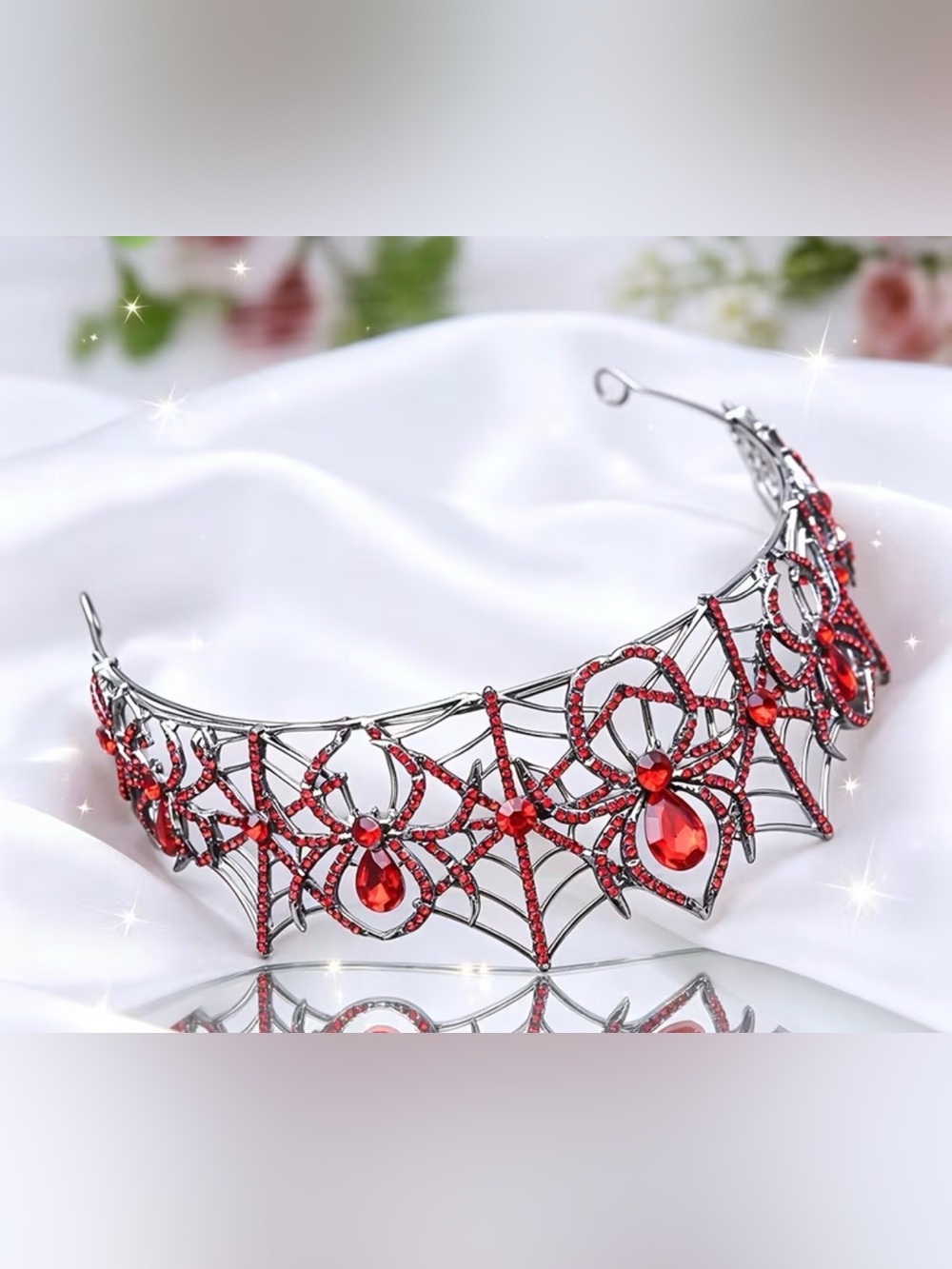 Red Rhinestone Tiara - Picture 6 of 7